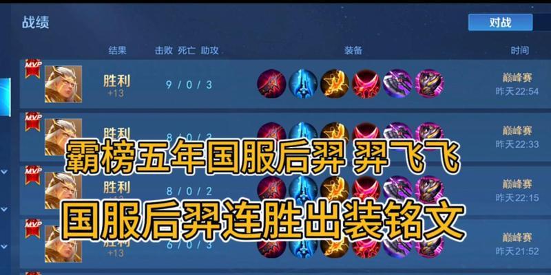 《国服后羿巅峰铭文出装攻略》（打造无敌射手——后羿神射全解析）-第2张图片-游趣乐园